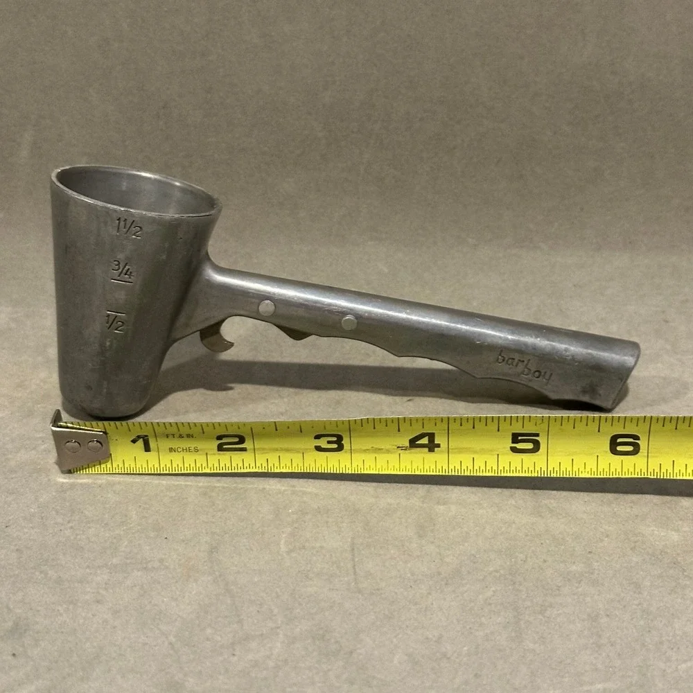 Vintage Barboy Aluminum Pistol Grip Jigger Bottle Opener Multi Tool Silver